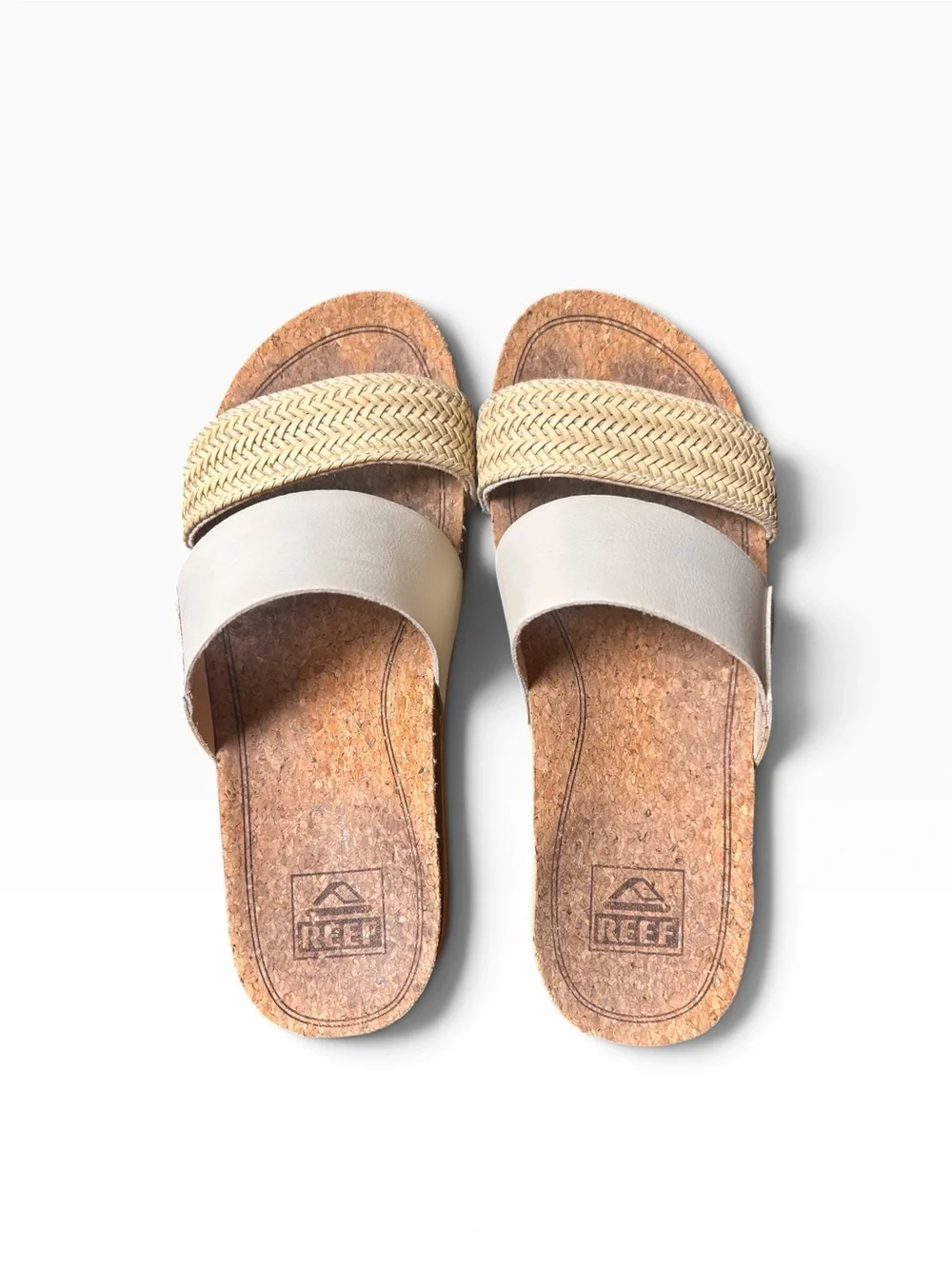 Reef Cushion Vista Hi Braided Platform Slides Vintage White Size 6/36